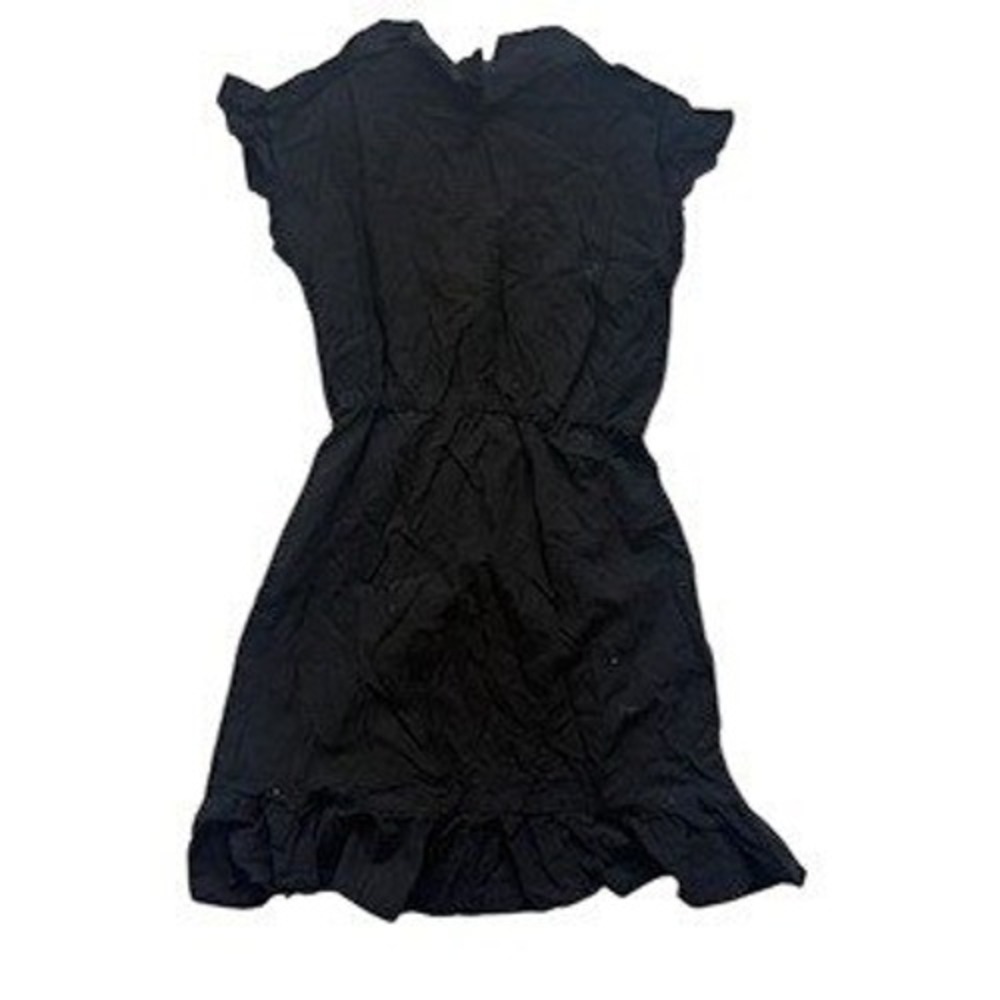 Zara Black Ruffle Wrap Style Mini Dress Elastic Waist Short Sleeve Size M